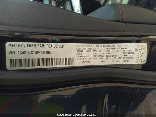 2023 Dodge Durango, VIN: 1C4SDJCT4PC551985