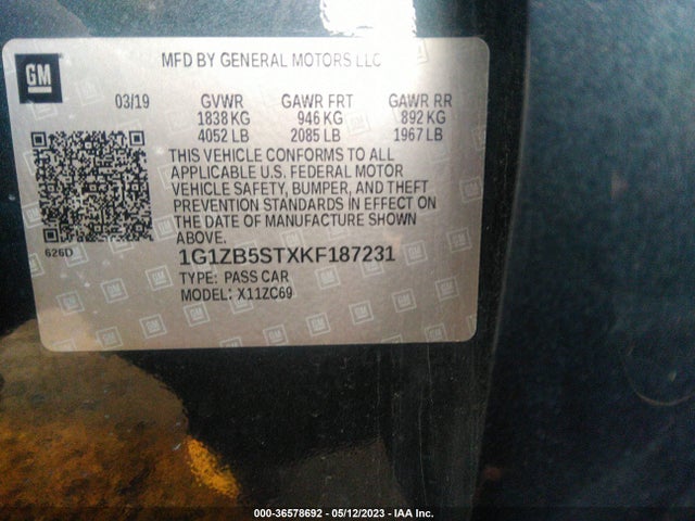 Chevrolet MALIBU LS 2019 1G1ZB5STXKF187231 Image 9