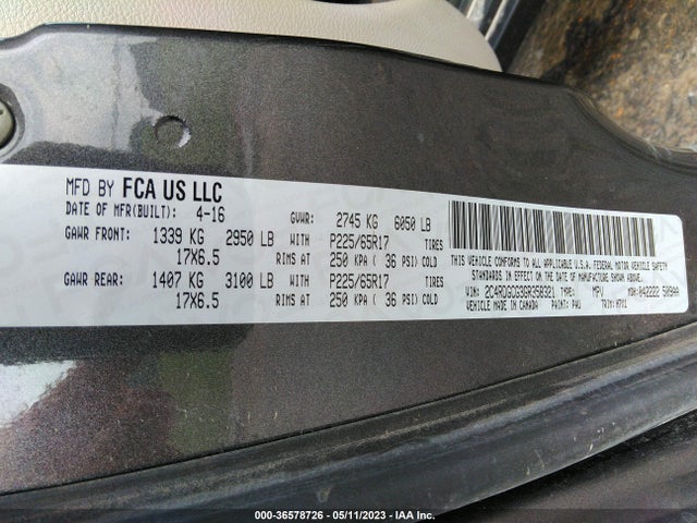 Dodge Grand Caravan Sxt 2016 2C4RDGCG3GR358321 Image 9