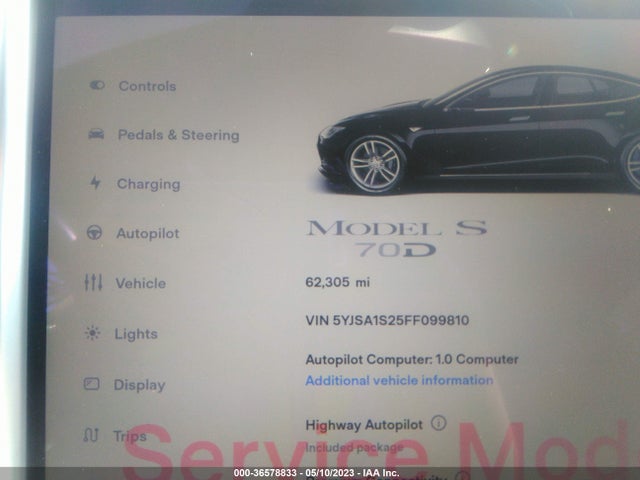 Tesla Model S 85d/70d/90d/p90d 2015 5YJSA1S25FF099810 Image 9