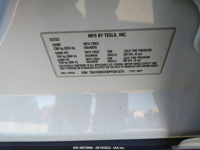 Tesla Model Y Long Range 2023 7SAYGDEE9PF691375 Image 9