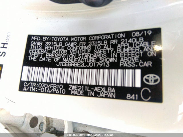 Toyota Corolla Hybrid Le 2020 JTDEBRBE2LJ017913 Image 11