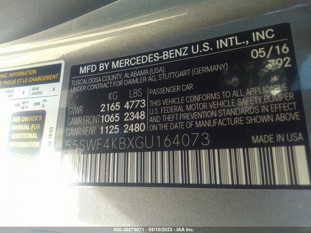 55SWF4KBXGU164073 Mercedes-Benz C-class C 300