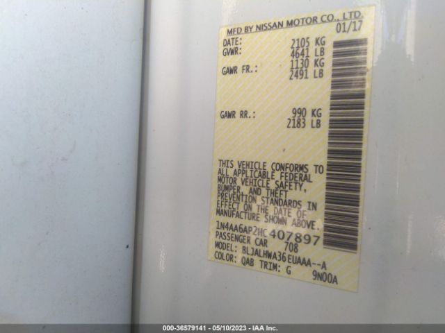 1N4AA6AP2HC407897 Nissan Maxima Platinum