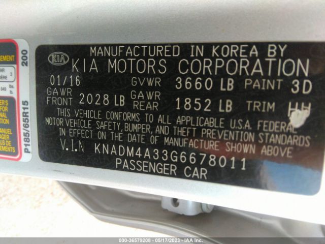 KNADM4A33G6678011 KIA RIO LX