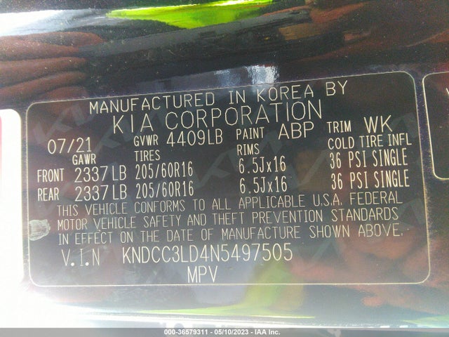 2022 Kia Niro, VIN: KNDCC3LD4N5497505