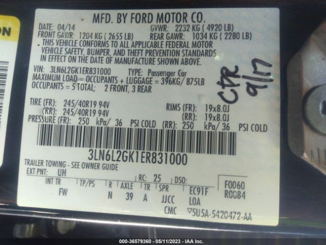 3LN6L2GK1ER831000 Lincoln MKZ