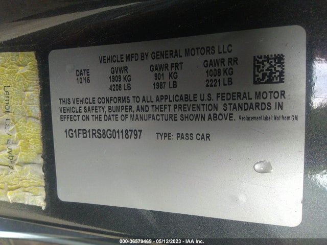 Chevrolet Camaro 1lt 2016 1G1FB1RS8G0118797 Image 9