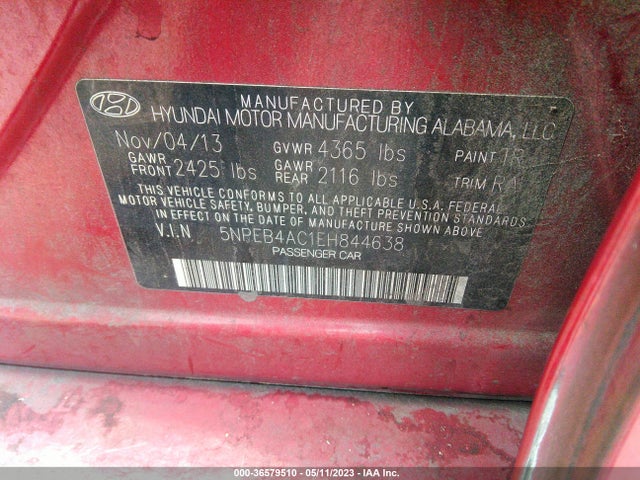 Hyundai SONATA GLS 2014 5NPEB4AC1EH844638 Image 10