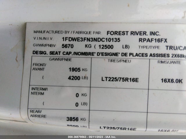 2022 Ford E-Series, VIN: 1FDWE3FN3NDC10135