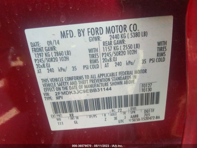 2FMDK3JC9EBB31144 Ford EDGE SEL