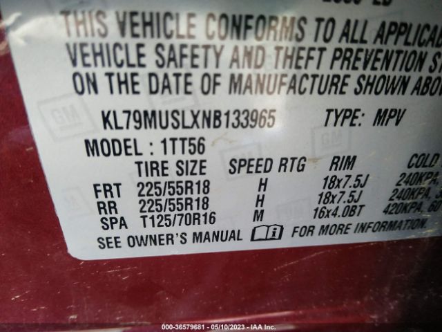 KL79MUSLXNB133965 Chevrolet Trailblazer Awd Rs
