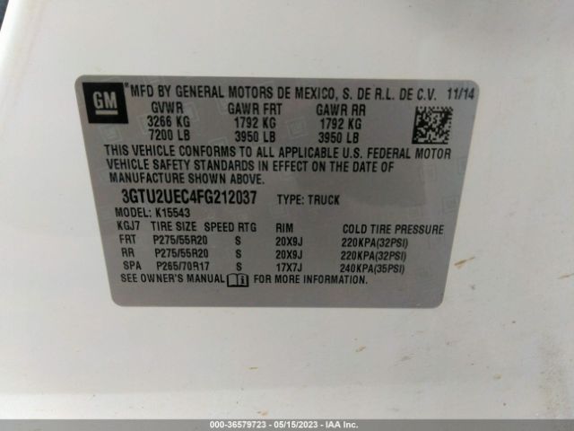 3GTU2UEC4FG212037 GMC Sierra 1500 Sle