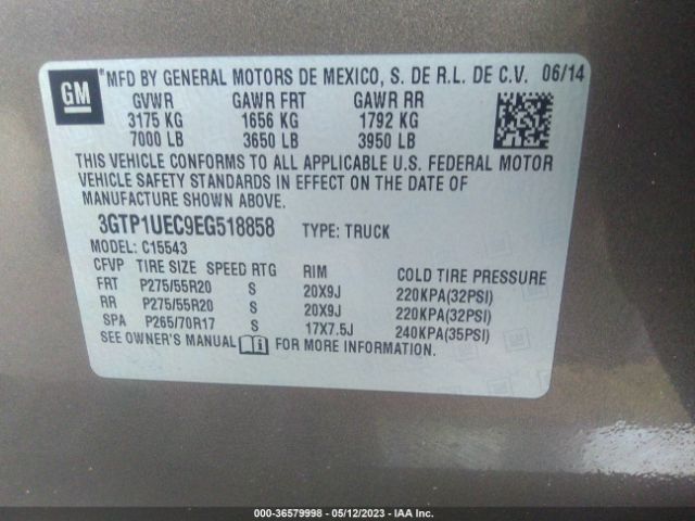 3GTP1UEC9EG518858 GMC Sierra 1500 Sle