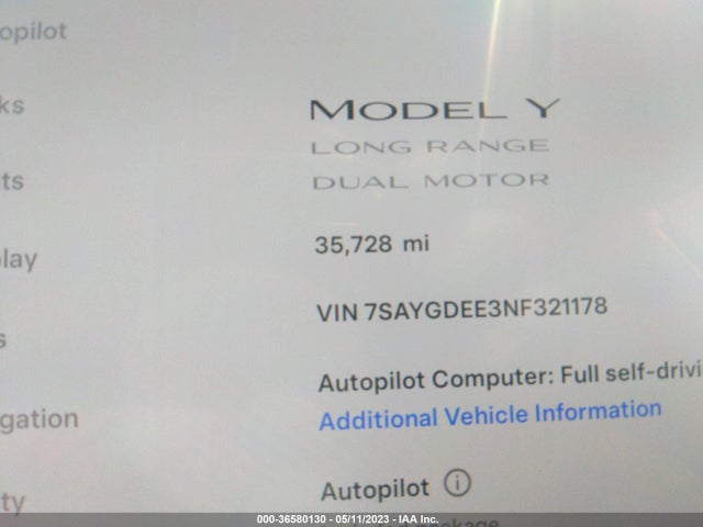 Tesla Model Y Long Range 2022 7SAYGDEE3NF321178 Image 7
