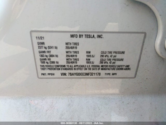 Tesla Model Y Long Range 2022 7SAYGDEE3NF321178 Image 9