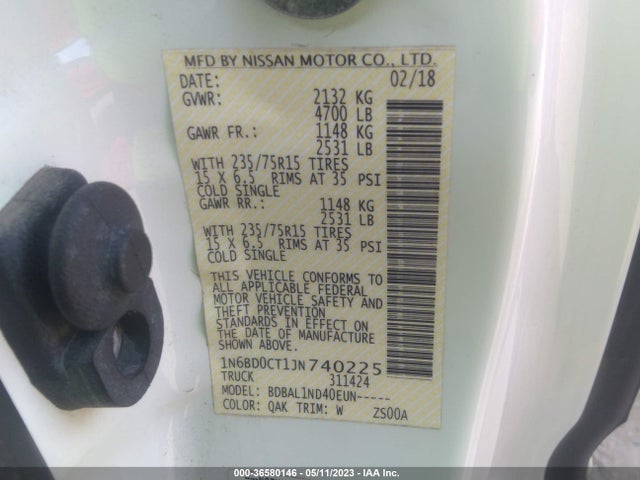 Nissan FRONTIER S 2018 1N6BD0CT1JN740225 Image 9