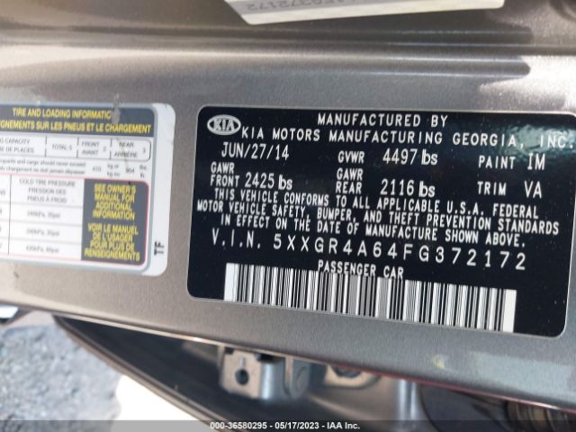 5XXGR4A64FG372172 KIA Optima Sxl Turbo