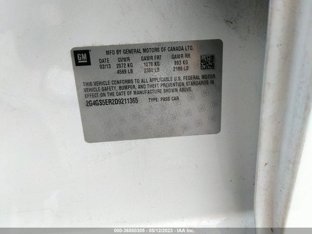 2013 BUICK REGAL PREMIUM 1 VIN: 2G4GS5ER2D9211365