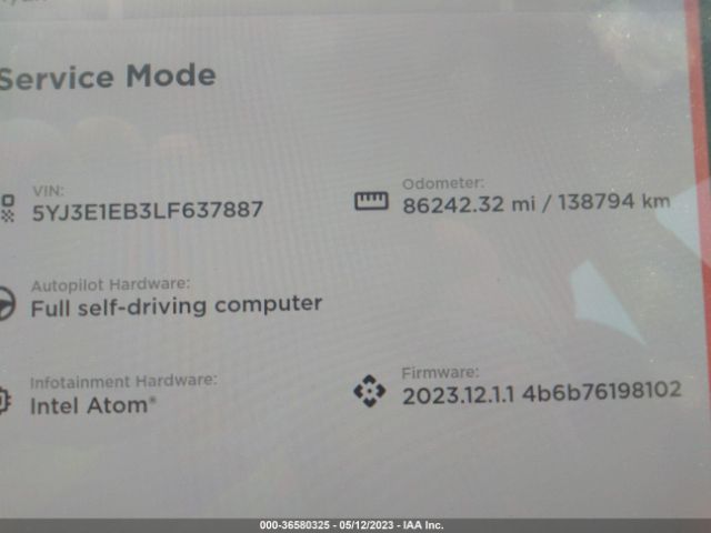 Tesla Model 3 Long Range 2020 5YJ3E1EB3LF637887 Image 10