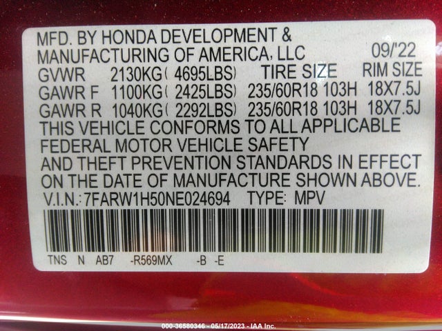 Honda CR-V EX 2022 7FARW1H50NE024694 Image 10