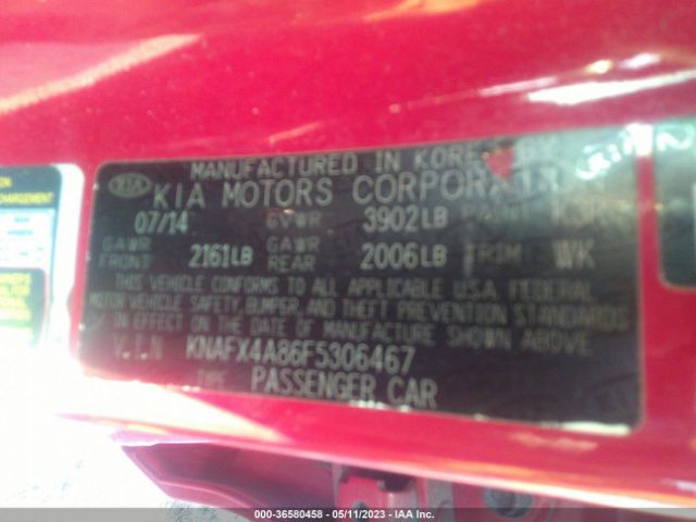 KNAFX4A86F5306467 KIA FORTE EX