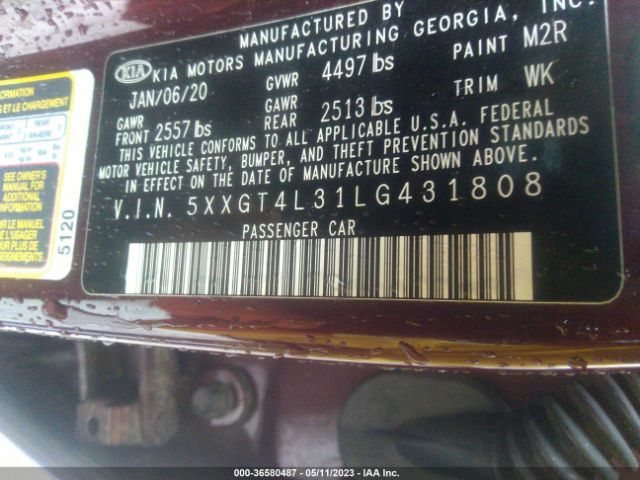 5XXGT4L31LG431808 KIA Optima Lx