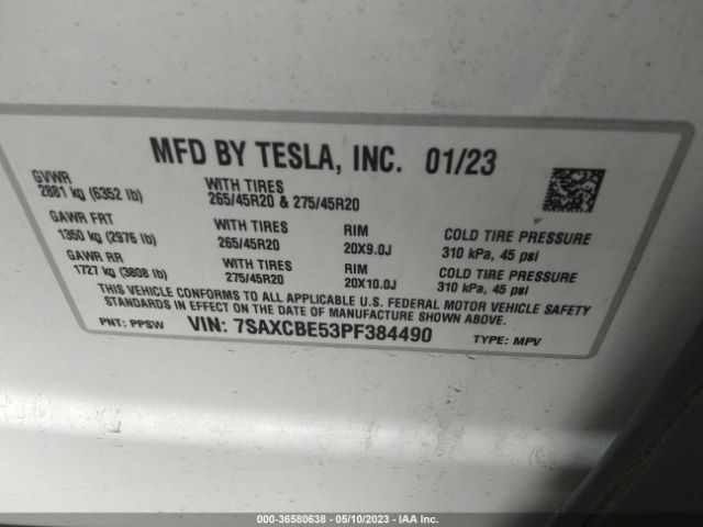 7SAXCBE53PF384490 Tesla MODEL X
