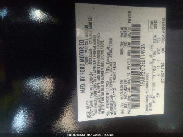 1FAHP2KT3EG114936 Ford TAURUS SHO