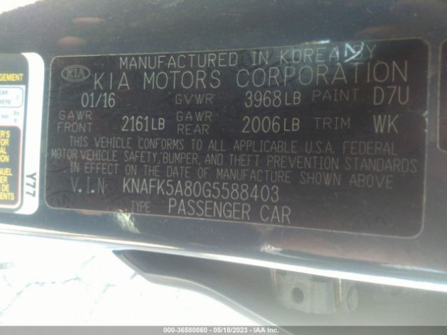 KNAFK5A80G5588403 KIA Forte 5-door Lx