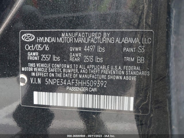 Hyundai Sonata Sport 2017 5NPE34AF3HH509392 Image 11