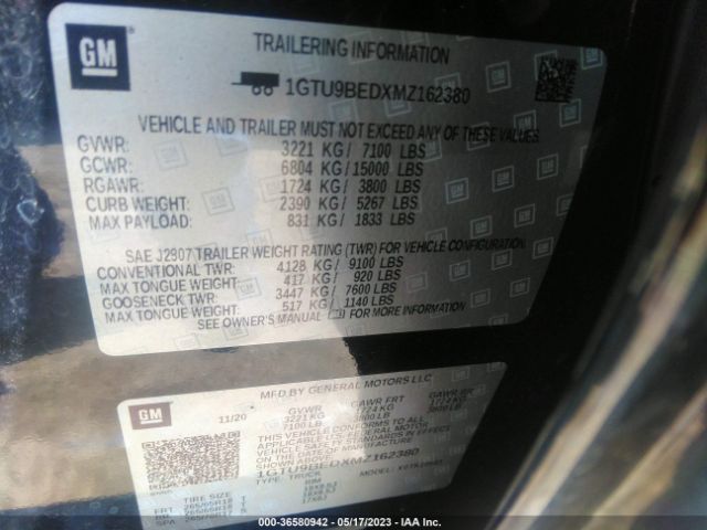 1GTU9BEDXMZ162380 GMC Sierra 1500 Sle