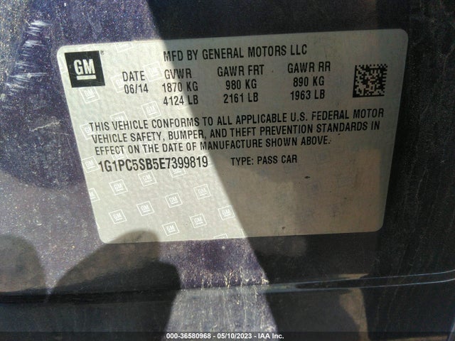 Chevrolet Cruze 1lt Auto 2014 1G1PC5SB5E7399819 Image 9