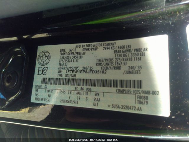 1FTEW1EP8JFD35182 Ford F-150 Xl/xlt/lariat