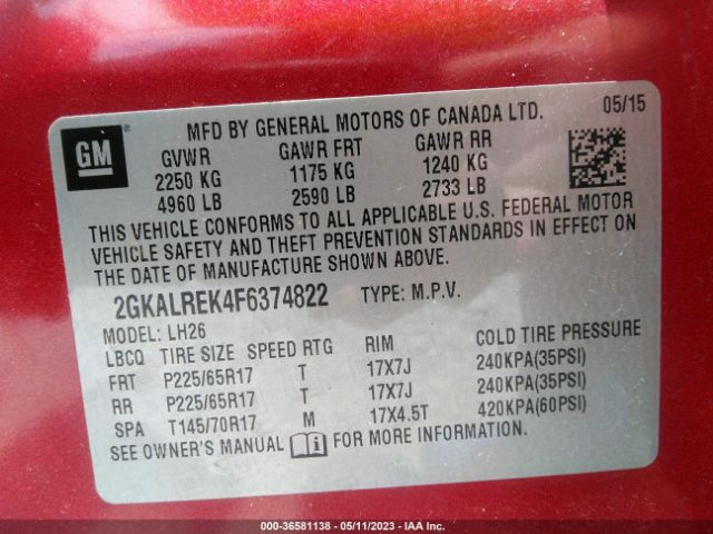 2GKALREK4F6374822 GMC Terrain Sle