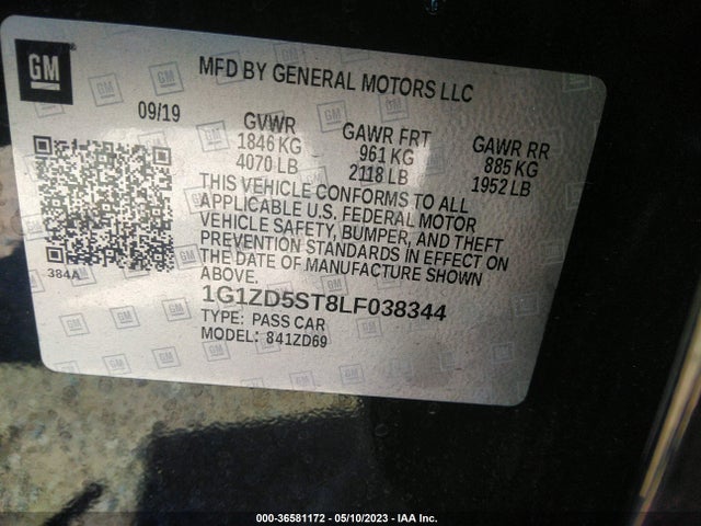 Chevrolet MALIBU LT 2020 1G1ZD5ST8LF038344 Image 10