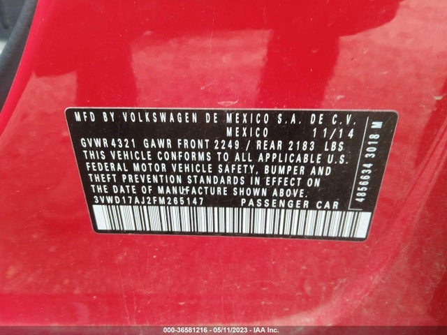 3VWD17AJ2FM265147 Volkswagen Jetta Sedan 1.8t Se