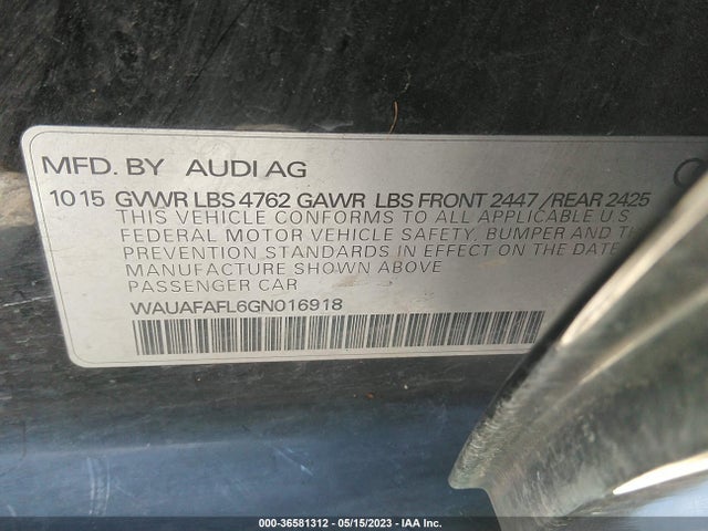 WAUAFAFL6GN016918 Audi A4 PREMIUM