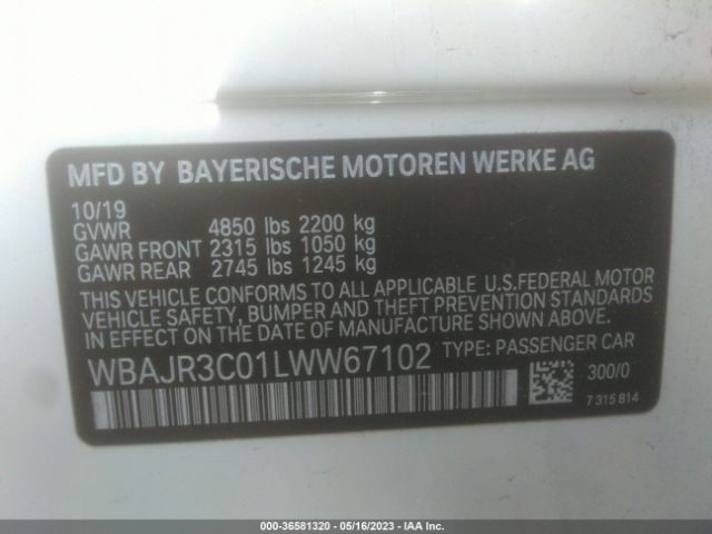 WBAJR3C01LWW67102 BMW 5 Series 530i