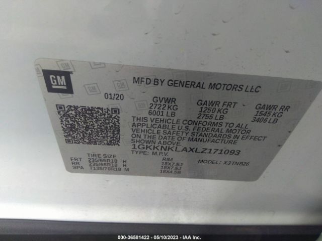 1GKKNKLAXLZ171093 GMC ACADIA SLE