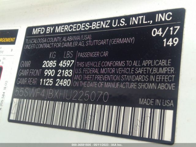55SWF4JBXHU225070 Mercedes-Benz C-class C 300