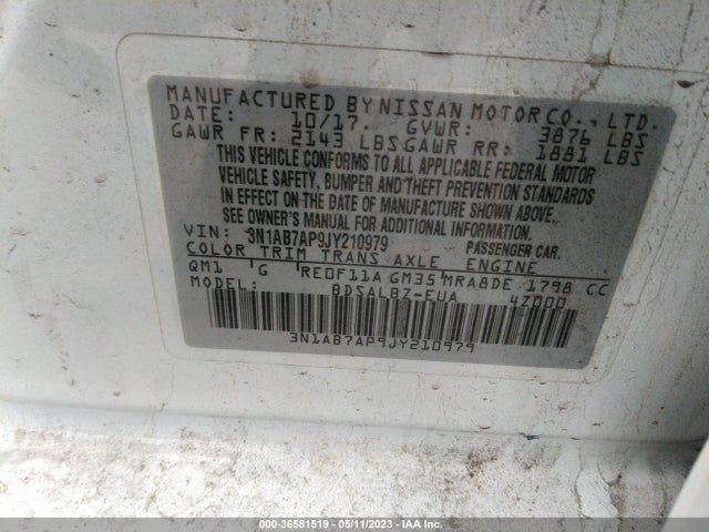 Nissan SENTRA S 2018 3N1AB7AP9JY210979 Image 11