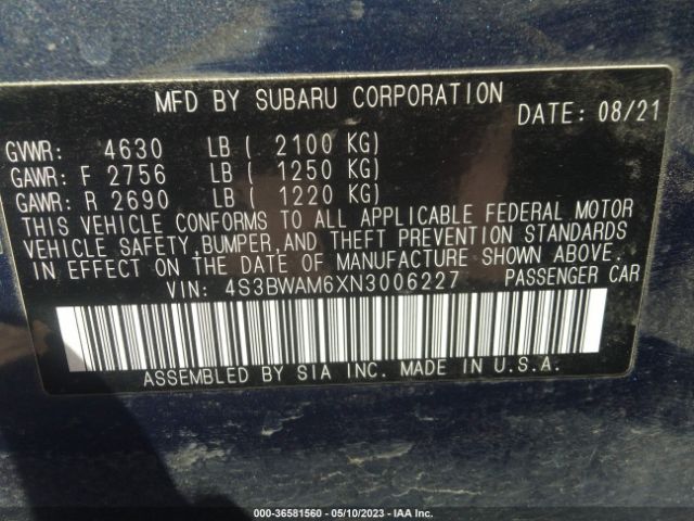 4S3BWAM6XN3006227 Subaru Legacy Limited
