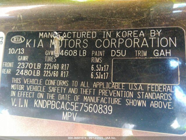 KNDPBCAC5E7560839 KIA Sportage Lx