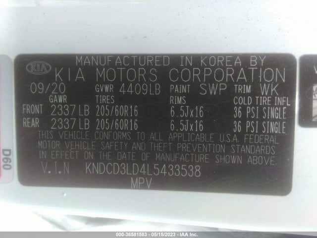 2020 Kia Niro, VIN: KNDCD3LD4L5433538