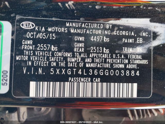5XXGT4L36GG003884 KIA Optima Lx