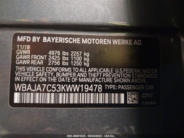 WBAJA7C53KWW19478 BMW 5 Series 530i Xdrive