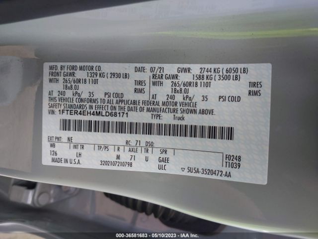 1FTER4EH4MLD68171 Ford Ranger Xl/xlt/lariat