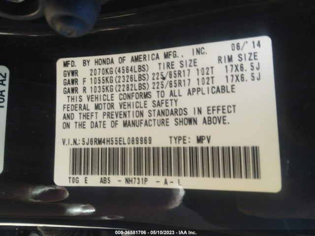 Honda CR-V EX 2014 5J6RM4H55EL089969 Image 9