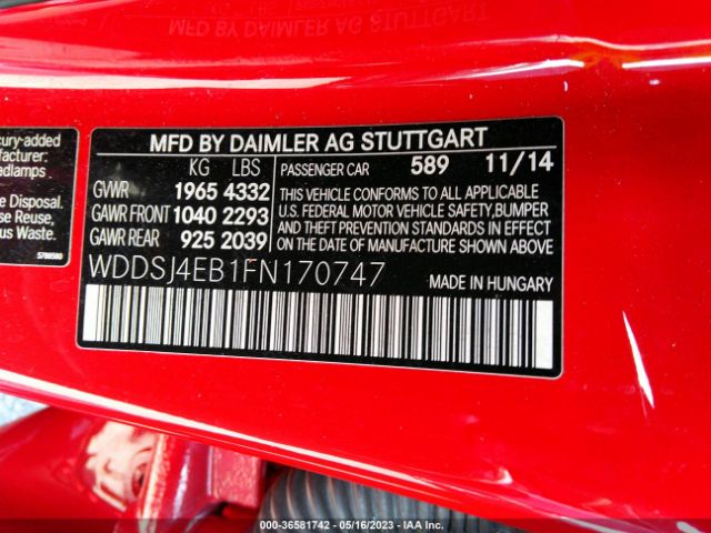 WDDSJ4EB1FN170747 Mercedes-Benz Cla-class Cla 250